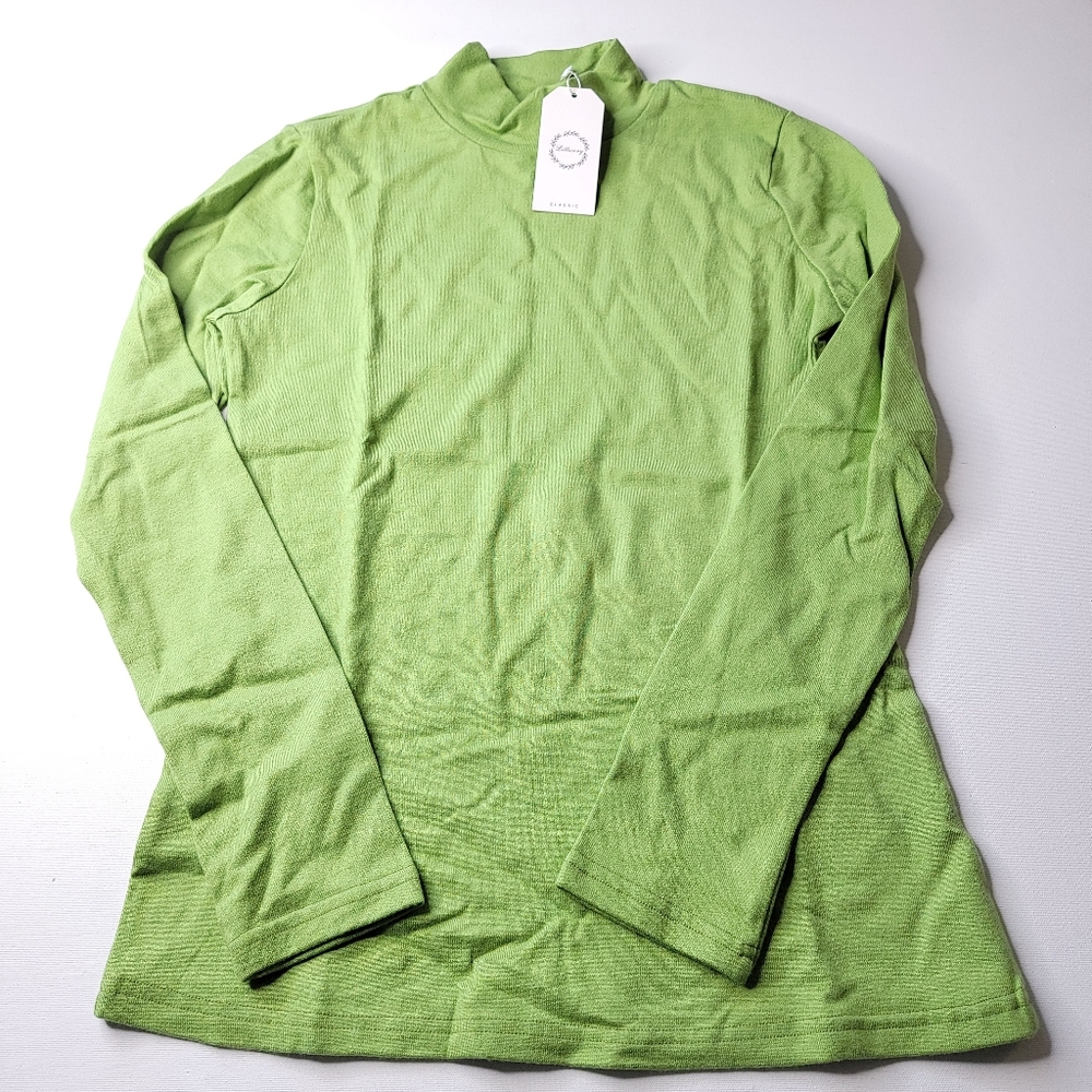 Illusory Green Mock Turtleneck Sweatshirt Size Large